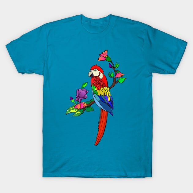 red macaw bird T-Shirt by JulietLake